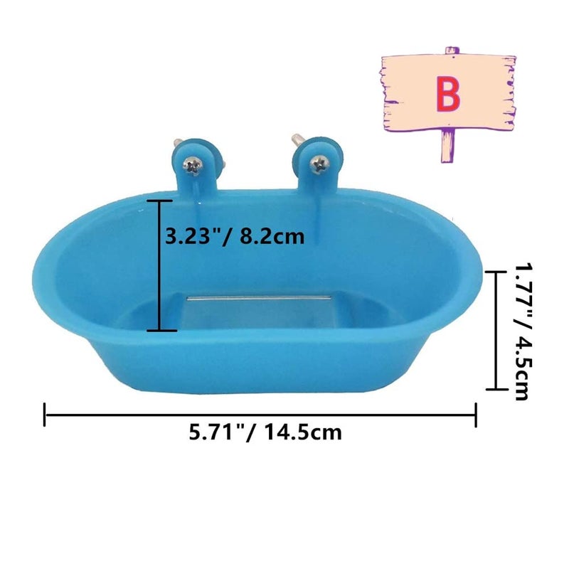 Litewoo Bird Bathtub with Mirror Toy Shower Tub Bathtub Cleaning Tool Plastic Durable Adorable Odorless for Small Parrot Parakeet Cockatiel Conure Lovebird Finch Budgie Canary Cage Accessories (B) - Image 2